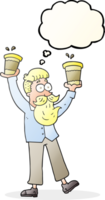 thought bubble cartoon man with coffee cups png