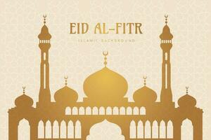 eid mubarak greeting card with golden crescent and pattern background vector