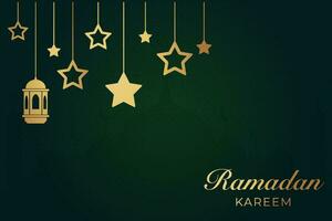 ramadan kareem greeting card with mosque and arabic text vector