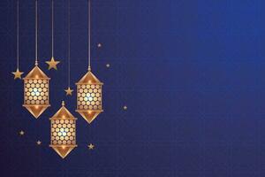 Ramadán kareem antecedentes con linternas y estrellas vector