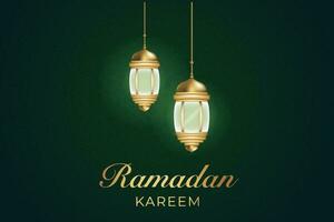 ramadan kareem background with lanterns and stars vector