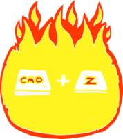 flat color illustration of a cartoon command Z function png