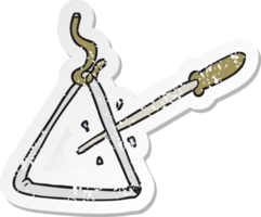 retro distressed sticker of a cartoon triangle png