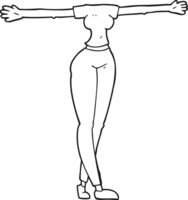 black and white cartoon female body with wide arms png
