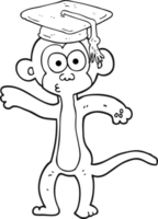 Preto e branco desenho animado graduado macaco png
