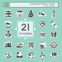 Sticker line cut Set Spain. related to Holiday symbol. simple design editable. simple illustration vector