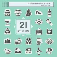 Sticker line cut Set Spain. related to Holiday symbol. simple design editable. simple illustration vector