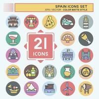 Icon Set Spain. related to Holiday symbol. color mate style. simple design editable. simple illustration vector