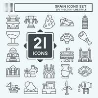 icono conjunto España. relacionado a fiesta símbolo. línea estilo. sencillo diseño editable. sencillo ilustración vector