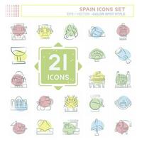 Icon Set Spain. related to Holiday symbol. Color Spot Style. simple design editable. simple illustration vector