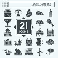 icono conjunto España. relacionado a fiesta símbolo. glifo estilo. sencillo diseño editable. sencillo ilustración vector