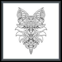 Fox head mandala arts isolated on white background. vector