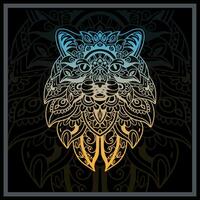 Gradient Colorful cat head mandala arts. vector