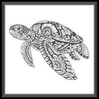 Sea turtle mandala arts isolated on white background. vector