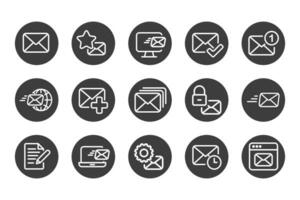 Mailing solid icon set black and white. Containing mail, email, mailbox, letter, send, receive, post office and envelope icons. Solid icon collection. Vector illustration.