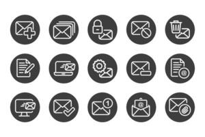 Mailing solid icon set black and white. Containing mail, email, mailbox, letter, send, receive, post office and envelope icons. Solid icon collection. Vector illustration.