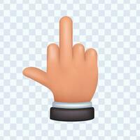 Hand with upward movement of thumb and middle finger. 3d hand vector