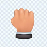 Hand with clenched fist gesture energetic gesture 3d. hand vector