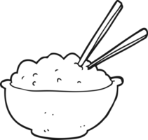 black and white cartoon bowl of rice png