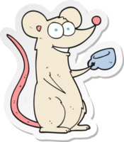 autocollant d'une souris de dessin animé avec une tasse de thé png