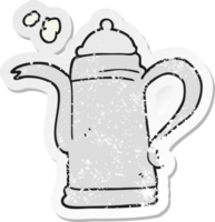 retro distressed sticker of a cartoon coffee kettle png