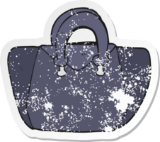 retro distressed sticker of a cartoon handbag png