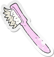 autocollant rétro en détresse d'une brosse à dents de dessin animé png