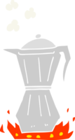 ilustração de cor plana de uma máquina de café expresso de fogão de desenho animado png