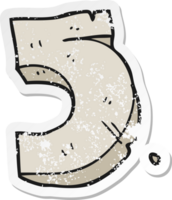 retro distressed sticker of a cartoon stone number five png