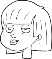 black and white cartoon female face png