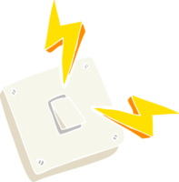 flat color illustration of a cartoon sparking electric light switch png