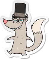 sticker of a cartoon little wealthy wolf png