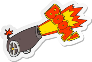 pegatina de un cañón de dibujos animados disparando png