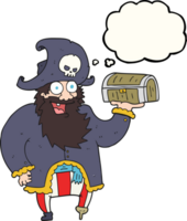 thought bubble cartoon pirate captain with treasure chest png