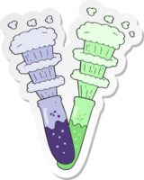 sticker of a cartoon chemicals in test tubes png