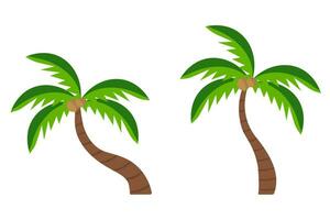 dos tropical arboles palma arboles en plano estilo vector