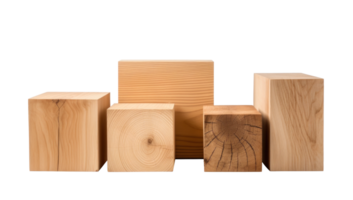 AI generated Rough Wood Blocks on Transparent Background png