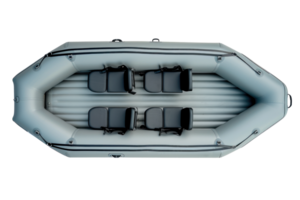 AI generated Top View Gray Inflatable Boat on Transparent png