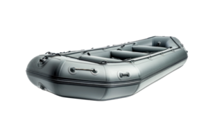 AI generated Inflatable Gray Boat on Transparent Background png