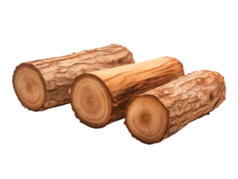 AI generated Textured Rough Wood Logs Isolated png