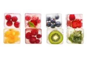 AI generated Assorted Fruits in Ice Cubes png