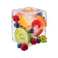 ai generado clasificado frutas encerrado en hielo cubo png