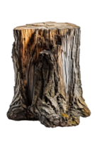 AI generated Textured Rough Wood Stump on Transparent png