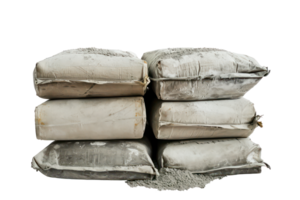 AI generated Stacked Cement Bags on Transparent Background png