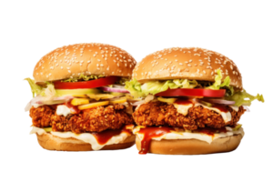 ai generado sabroso frito pollo hamburguesa banquete png