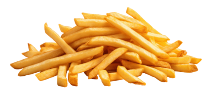 ai generado pila de dorado francés papas fritas en transparente antecedentes png