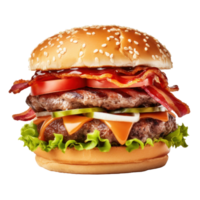 AI generated Juicy Bacon Burger on Transparent Background png