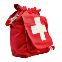 ai generiert rot zuerst Hilfe Tasche auf transparent Hintergrund png