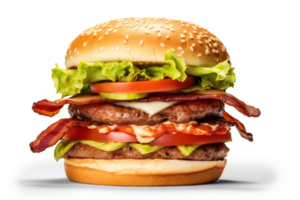 ai generiert köstlich Speck Burger Straße Essen Freude png