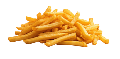 ai generado crujiente francés papas fritas en transparente antecedentes png